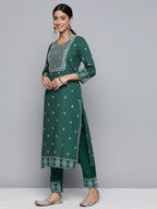HERE&NOW Women Ethnic Motifs Yoke Design Kurta with Trousers & Dupatta | Grocsy