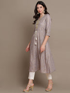 HERE&NOW Embroidered Bandhani Printed Notched Neck Thread Work Anarkali Kurta | Grocsy