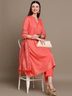 HERE&NOW Chevron Printed Kurta with Trousers & Dupatta | Grocsy