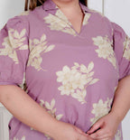 Miravan Plus Size Womens Lavender Floral Printed A-Line Maxi Dress | Grocsy