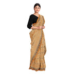 Exclusive Collection 100% Pure Cotton Biege Tant Saree With Hand Weaving Work | Grocsy