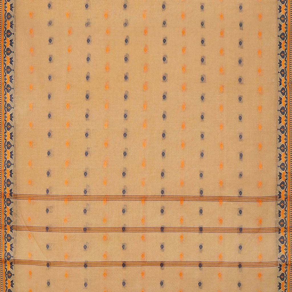 Exclusive Collection 100% Pure Cotton Biege Tant Saree With Hand Weaving Work | Grocsy