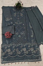 Anaita Blue Fox Georgette Suit With Khatli & Sequence Work | Grocsy