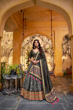 Lorenvalley Fashion Black Tasar Silk Iconic Sparkle with Lace Border Lehenga Choli with Dupatta | Grocsy