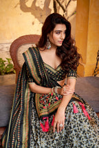 Lorenvalley Fashion Black Tasar Silk Iconic Sparkle with Lace Border Lehenga Choli with Dupatta | Grocsy