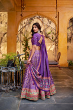 Lorenvalley Fashion Purple Tasar Silk Iconic Sparkle with Lace Border Lehenga Choli with Dupatta | Grocsy