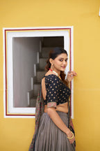 Lorenvalley Fashion Black Tasar Silk Printed And Iconic Sparkle with Lace Border Lehenga Choli with Dupatta | Grocsy