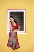 Lorenvalley Fashion Maroon Tasar Silk Printed And Iconic Sparkle with Lace Border Lehenga Choli with Dupatta | Grocsy