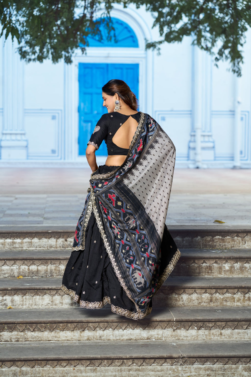 Lorenvalley Fashion Black Vichitra Silk Sequins and Thread Embroidery Work Lehenga Choli with Dupatta | Grocsy