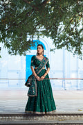 Lorenvalley Fashion Green Vichitra Silk Sequins and Thread Embroidery Work Lehenga Choli with Dupatta | Grocsy