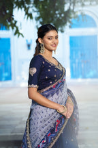 Lorenvalley Fashion Navyblue Vichitra Silk Sequins and Thread Embroidery Work Lehenga Choli with Dupatta | Grocsy