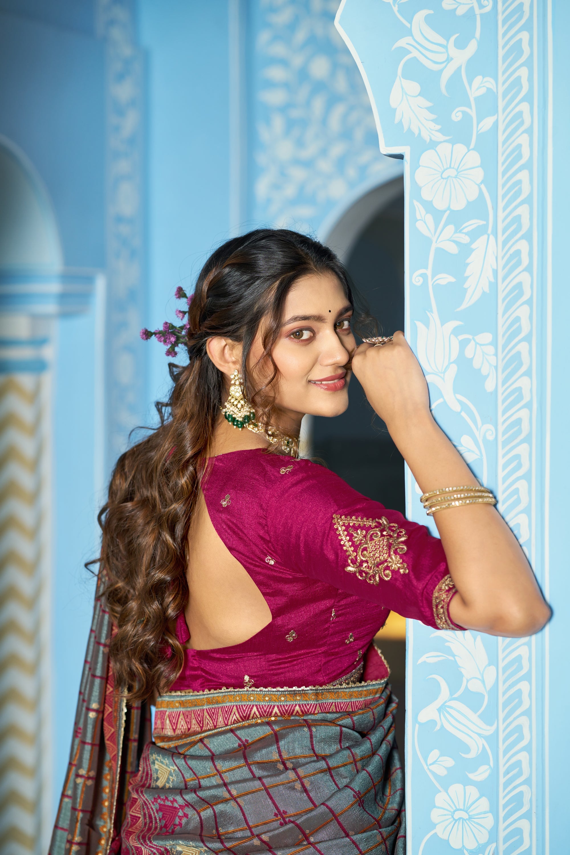 Lorenvalley Fashion Ranipink Vichitra Silk Sequins and Thread Embroidery Work Lehenga Choli with Dupatta | Grocsy