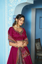 Lorenvalley Fashion Ranipink Vichitra Silk Sequins and Thread Embroidery Work Lehenga Choli with Dupatta | Grocsy