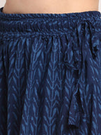 TAG 7 Women Navy Blue Ethnic Motifs Printed Flared Ethnic Palazzos | Grocsy