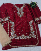 Anaita Maroon Jimmy Choo Suit With Embroidery & Sequence Work | Grocsy