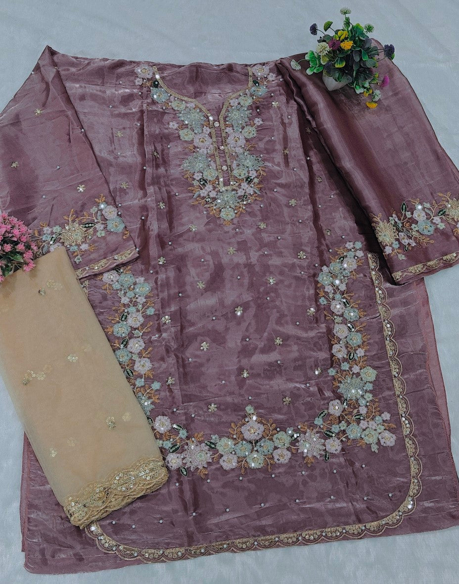 Anaita Lavender Jimmy Choo Suit With Embroidery & Sequence Work | Grocsy