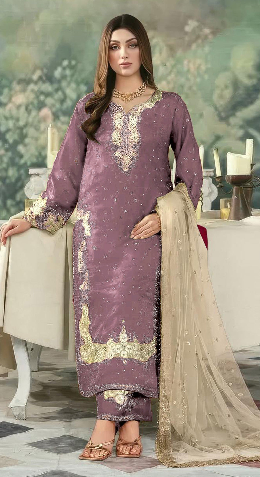 Anaita Lavender Jimmy Choo Suit With Embroidery & Sequence Work | Grocsy