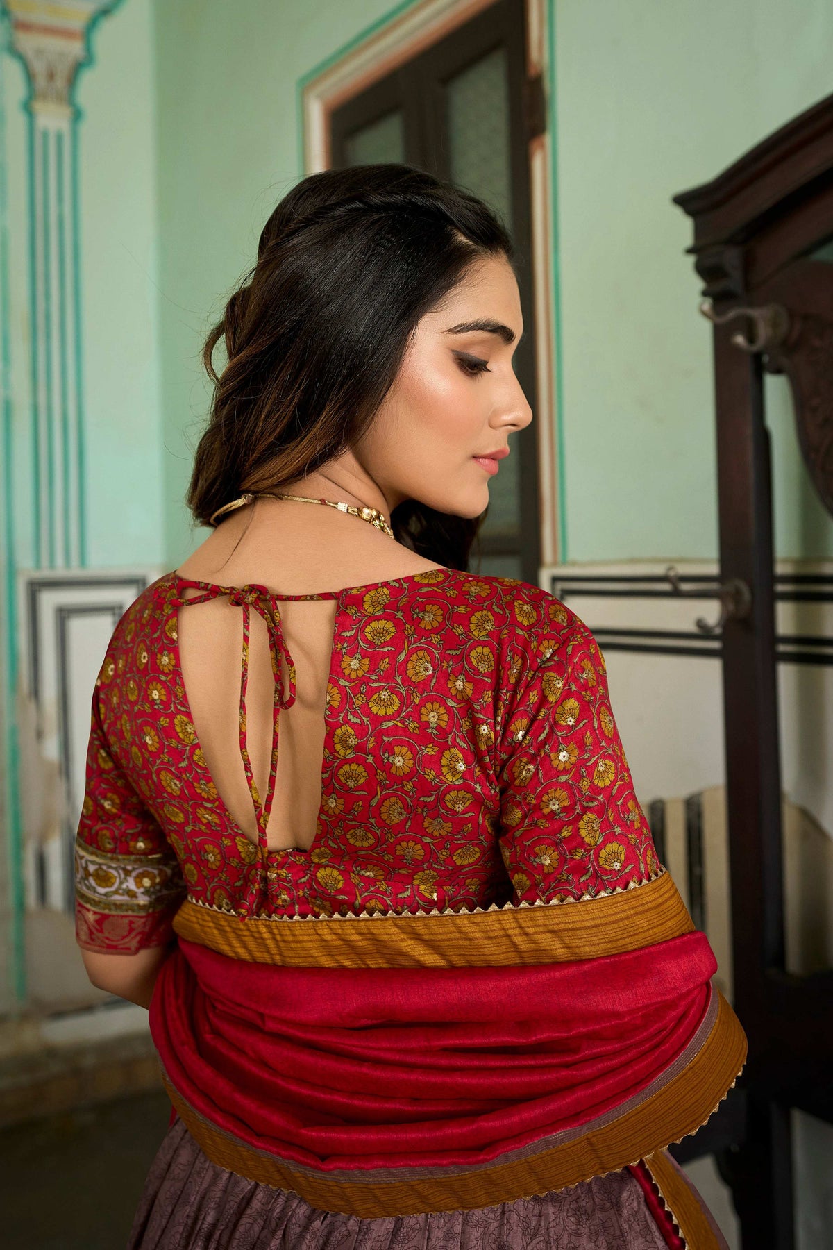 Lorenvalley Fashion Multicolor Tasar Silk Kashmiri Print With Foil Print Lehenga Choli with Dupatta | Grocsy