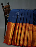 Kalanetha Peacock Blue With Zari Kanchi Style Pure Narayanpet Cotton Saree By Gayathri Reddy Designer Studio | Grocsy