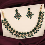 Tehzeeb Creations Brass Gold-Polished Gold, Green Jewel Set | Grocsy