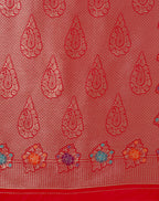 Monjolika Fashion Red Banarasi Silk Blend SareeWith Zari Woven Detailing | Grocsy