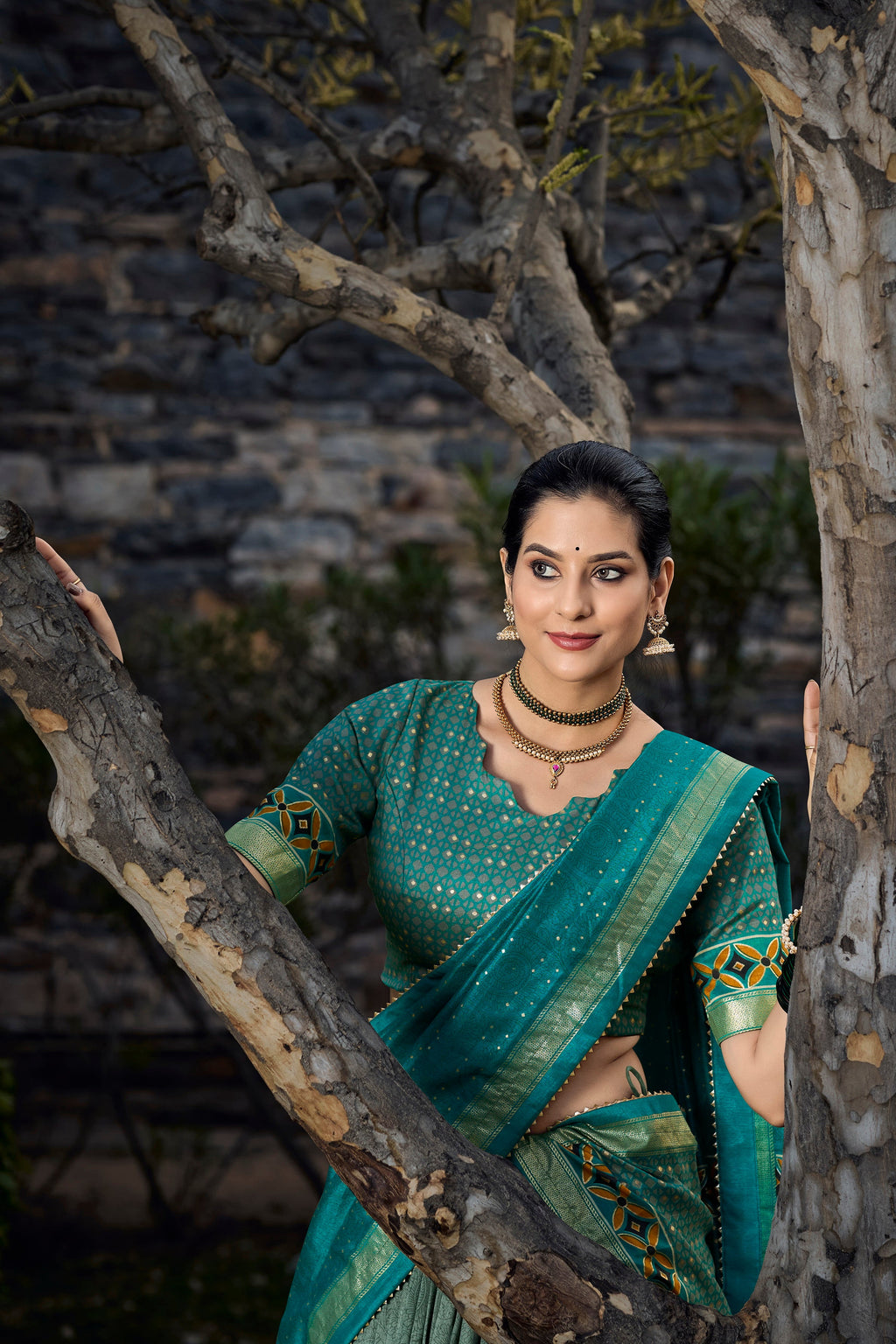 Lorenvalley Seagreen Tussar Silk Floral Print with Foil Printed Lehenga Choli | Grocsy