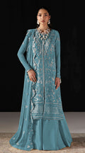 Anaita D Blue Chiffon Suit With Embroidery Work | Grocsy