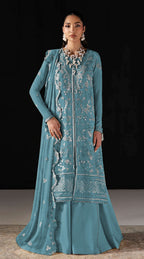 Anaita D Blue Chiffon Suit With Embroidery Work | Grocsy