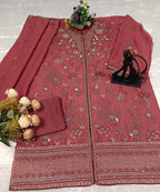 Anaita Pink Chiffon Suit With Embroidery Work | Grocsy