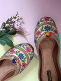 Desi Colour Women Indian Ethnic Footwear-Floral Gold | Grocsy