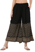 PAVONINE Black Color Minar Half Golden Print Sharara For Women | Grocsy