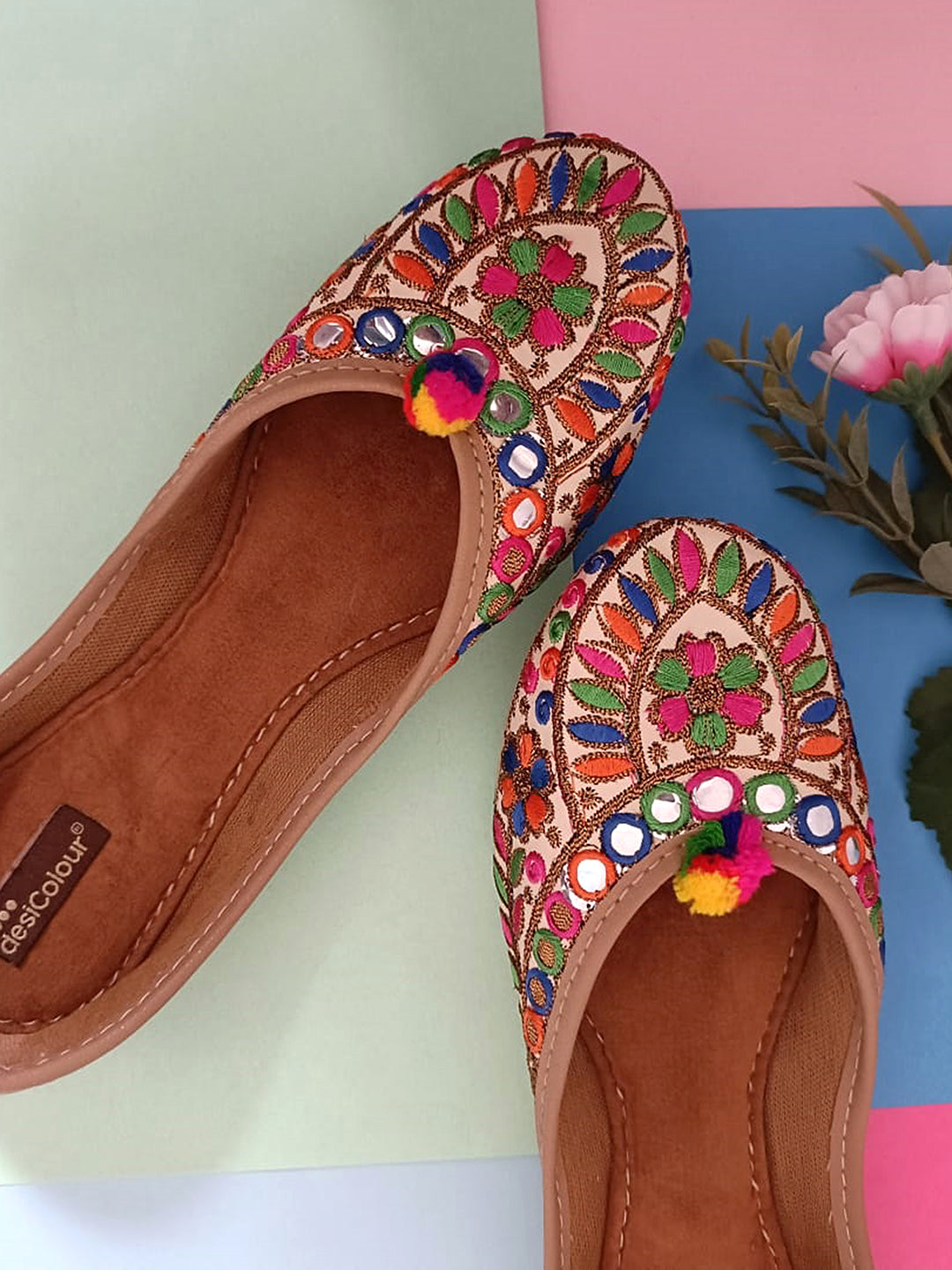 Desi Colour Women Indian Ethnic Footwear-Office Wear Ultra Comfortable Multi Emb | Grocsy