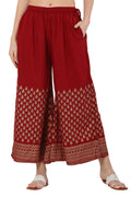 PAVONINE Maroon Color Minar Half Golden Print Sharara For Women | Grocsy