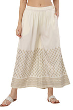 PAVONINE Off-White Color Minar Half Golden Print Sharara For Women | Grocsy
