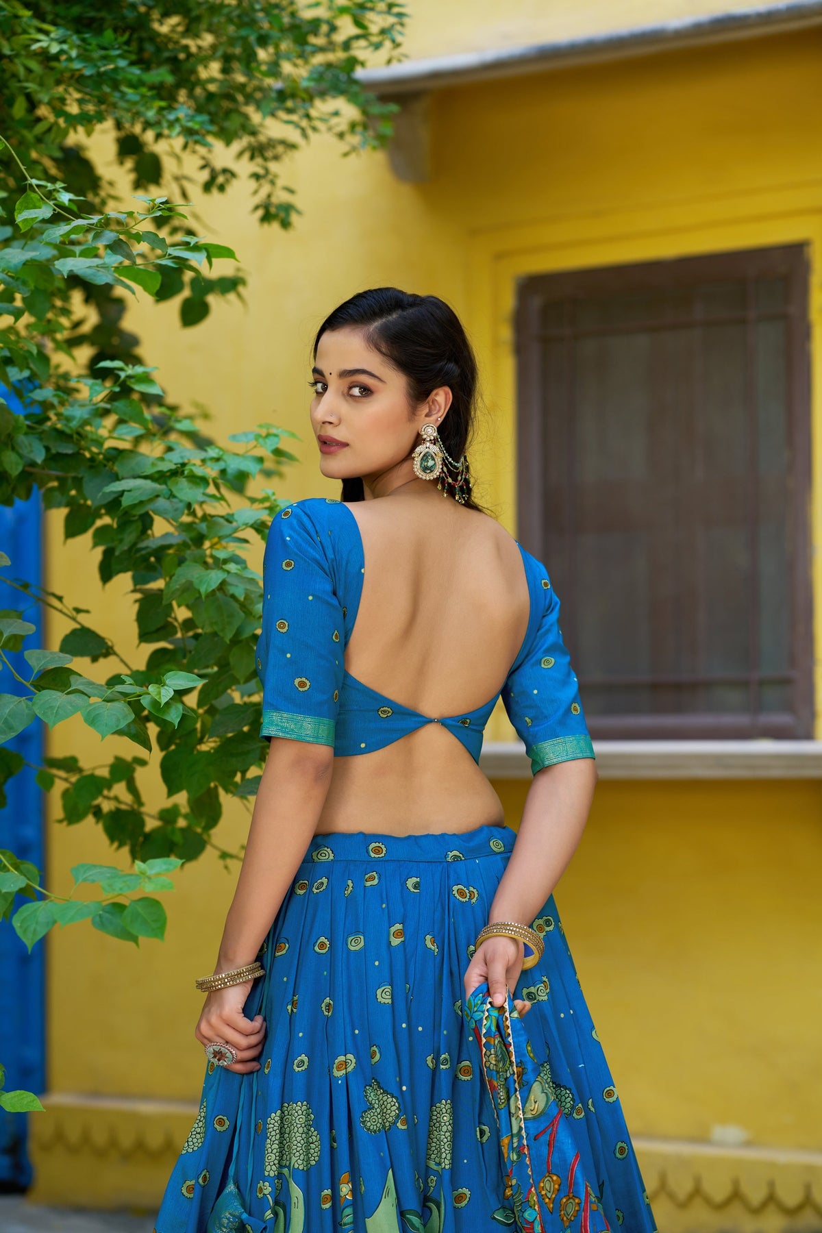 Lorenvalley Fashion Multicolor Tussar Silk Kalamkari Print with Foil Work Border Lehenga Choli with Dupatta | Grocsy