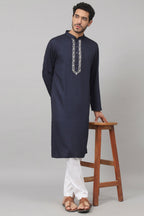 Neckline Embroidered Cotton Kurta by Hilo Design | Grocsy