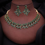 Tehzeeb Creations Brass Gold-Polished Gold, Green Jewel Set | Grocsy