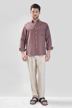 Xkind Brown Crush Wrinkled Look Regular Fit Shirt | Grocsy