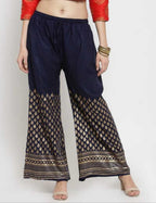 PAVONINE Navy Blue Color Minar Half Golden Print Sharara For Women | Grocsy