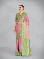 Monjolika Fashion Mauve Pink Color Weaving Banarasi Tissue Silk Classic Saree | Grocsy