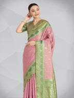 Monjolika Fashion Mauve Pink Color Weaving Banarasi Tissue Silk Classic Saree | Grocsy