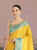 Monjolika Fashion Yellow Color Weaving Banarasi Tissue Silk Classic Saree | Grocsy