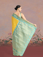 Monjolika Fashion Yellow Color Weaving Banarasi Tissue Silk Classic Saree | Grocsy