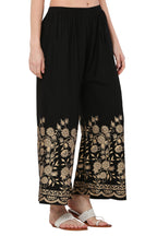 PAVONINE Black Color Floral Half Golden Print Sharara For Women | Grocsy