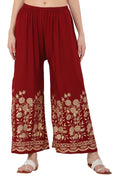PAVONINE Maroon Color Floral Half Golden Print Sharara For Women | Grocsy