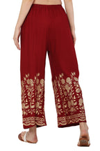 PAVONINE Maroon Color Floral Half Golden Print Sharara For Women | Grocsy