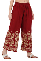 PAVONINE Maroon Color Floral Half Golden Print Sharara For Women | Grocsy
