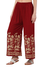 PAVONINE Maroon Color Floral Half Golden Print Sharara For Women | Grocsy