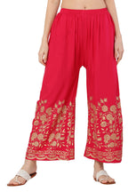 PAVONINE Rani Color Floral Half Golden Print Sharara For Women | Grocsy