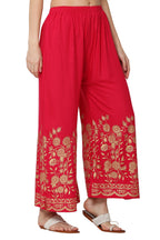 PAVONINE Rani Color Floral Half Golden Print Sharara For Women | Grocsy